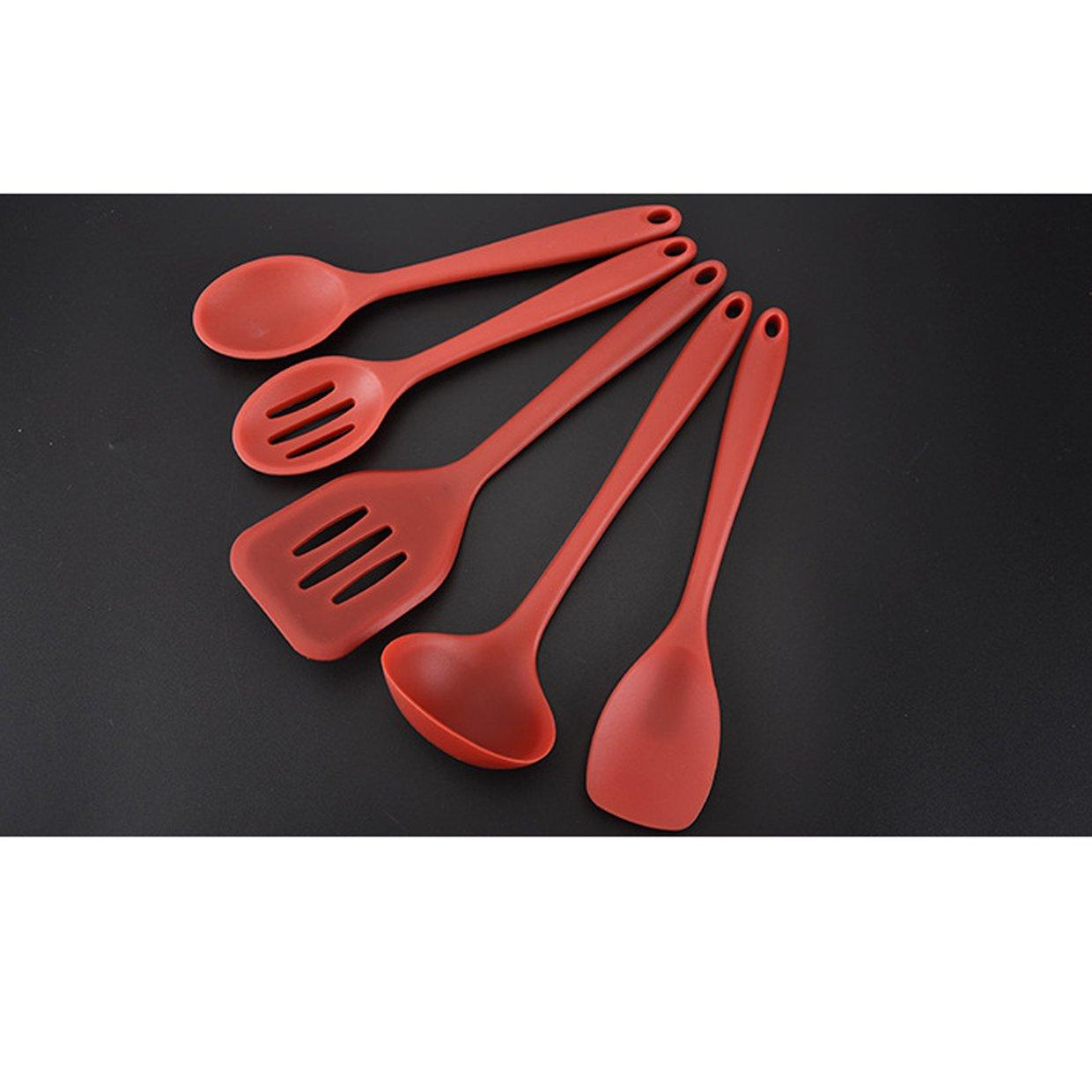 Foto 3 pulgar | Juego De Utensilios De Cocina Con Pala Antiadherente De Silicona, 5 Piezas, Color Rojo - Venta Internacional.
