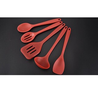 Foto 2 | Juego De Utensilios De Cocina Con Pala Antiadherente De Silicona, 5 Piezas, Color Rojo - Venta Internacional.