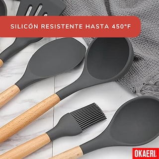 Foto 3 | Juego de Cucharas Okaeri Negro de Silicona 11 Piezas