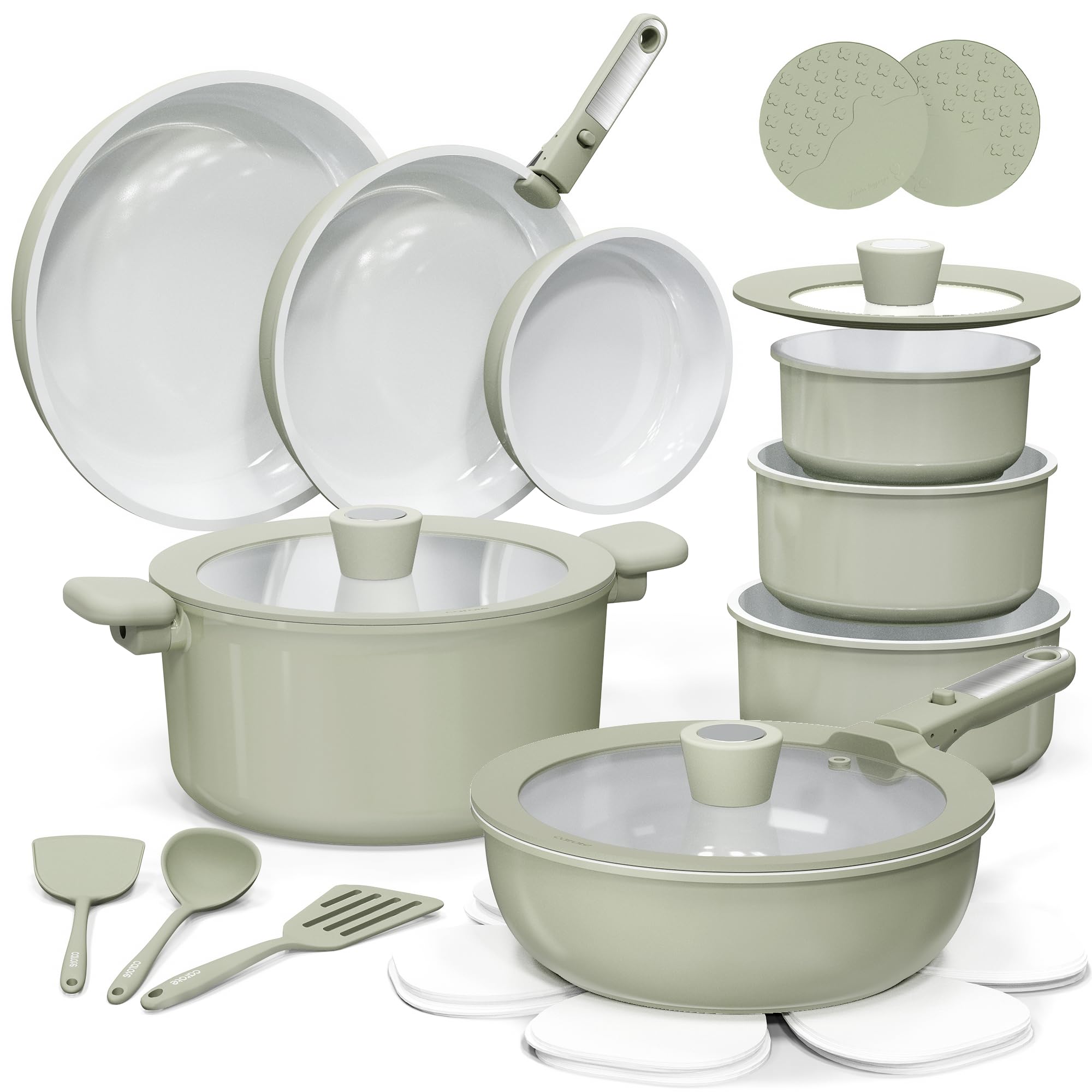 Foto 1 | Juego De Utensilios De Cocina Carote, Cerámica, Antiadherente, 25 Piezas, Color Verde Inducción - Venta Internacional.