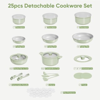 Foto 2 | Juego De Utensilios De Cocina Carote, Cerámica, Antiadherente, 25 Piezas, Color Verde Inducción - Venta Internacional.