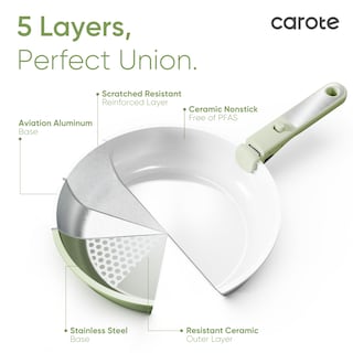Foto 3 | Juego De Utensilios De Cocina Carote, Cerámica, Antiadherente, 25 Piezas, Color Verde Inducción - Venta Internacional.