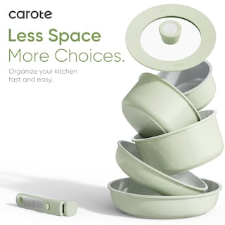 Foto 5 | Juego De Utensilios De Cocina Carote, Cerámica, Antiadherente, 25 Piezas, Color Verde Inducción - Venta Internacional.
