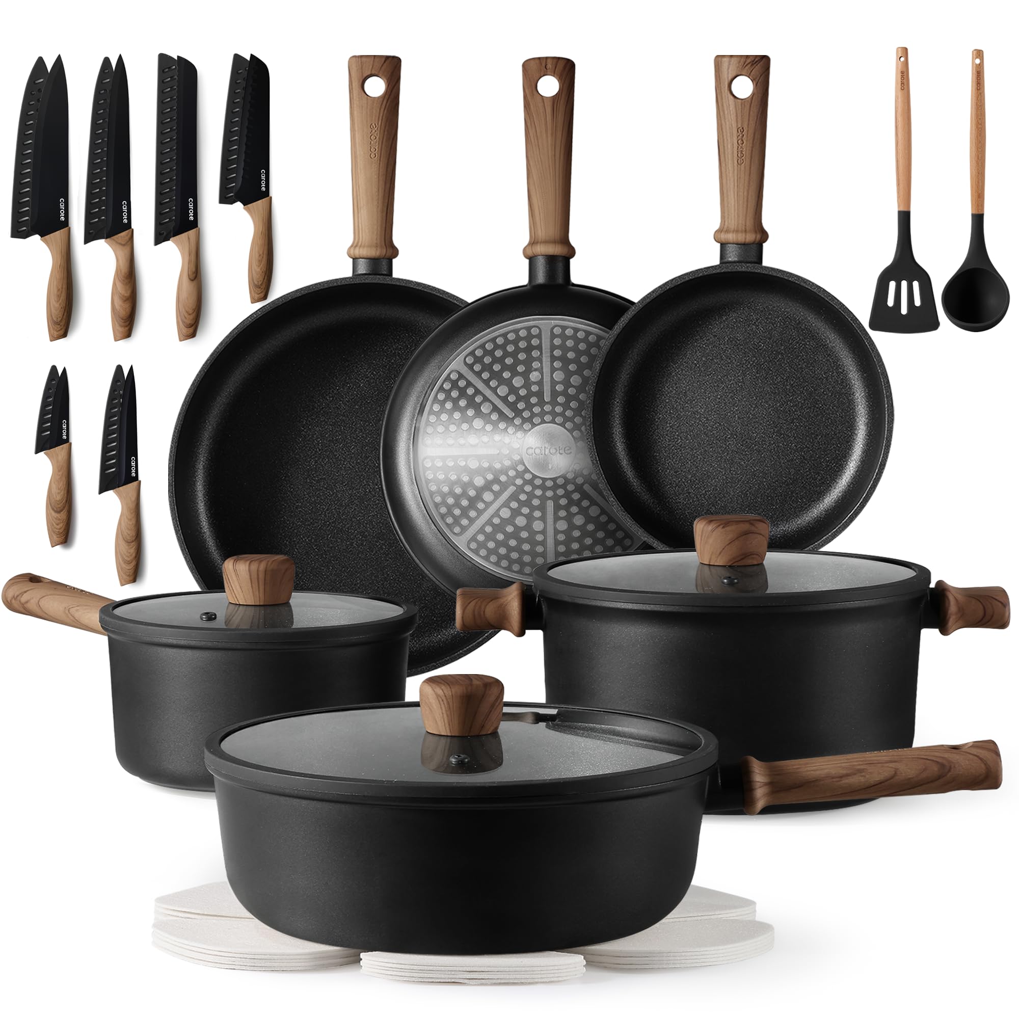 Juego De Utensilios De Cocina Carote Antiadherentes De 28 Piezas Con Juego De Cuchillos - Venta Internacional.
