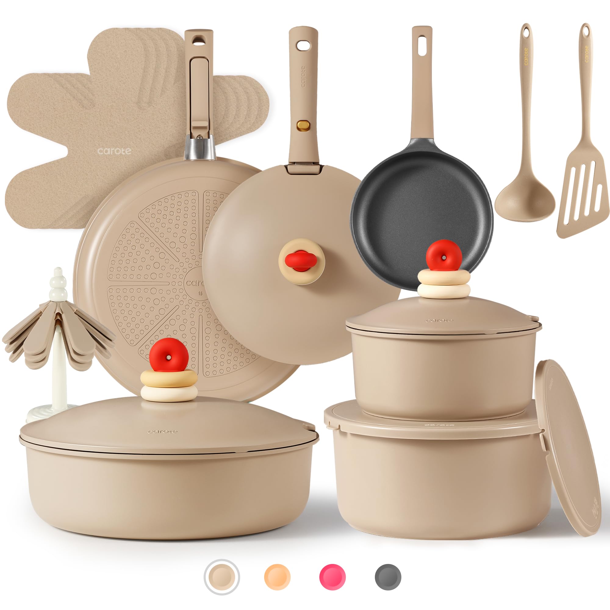 Foto 2 pulgar | Juego De Utensilios De Cocina Carote, 24 Piezas, Antiadherentes, De Inducción, Color Marrón - Venta Internacional.