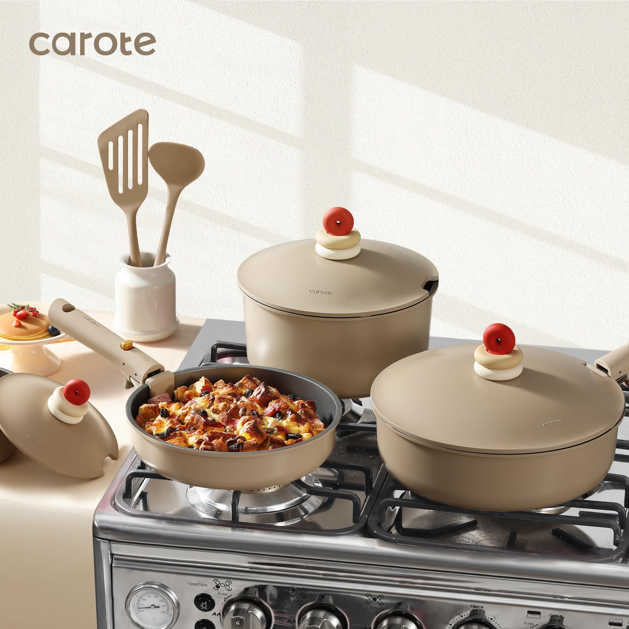 Foto 6 pulgar | Juego De Utensilios De Cocina Carote, 24 Piezas, Antiadherentes, De Inducción, Color Marrón - Venta Internacional.