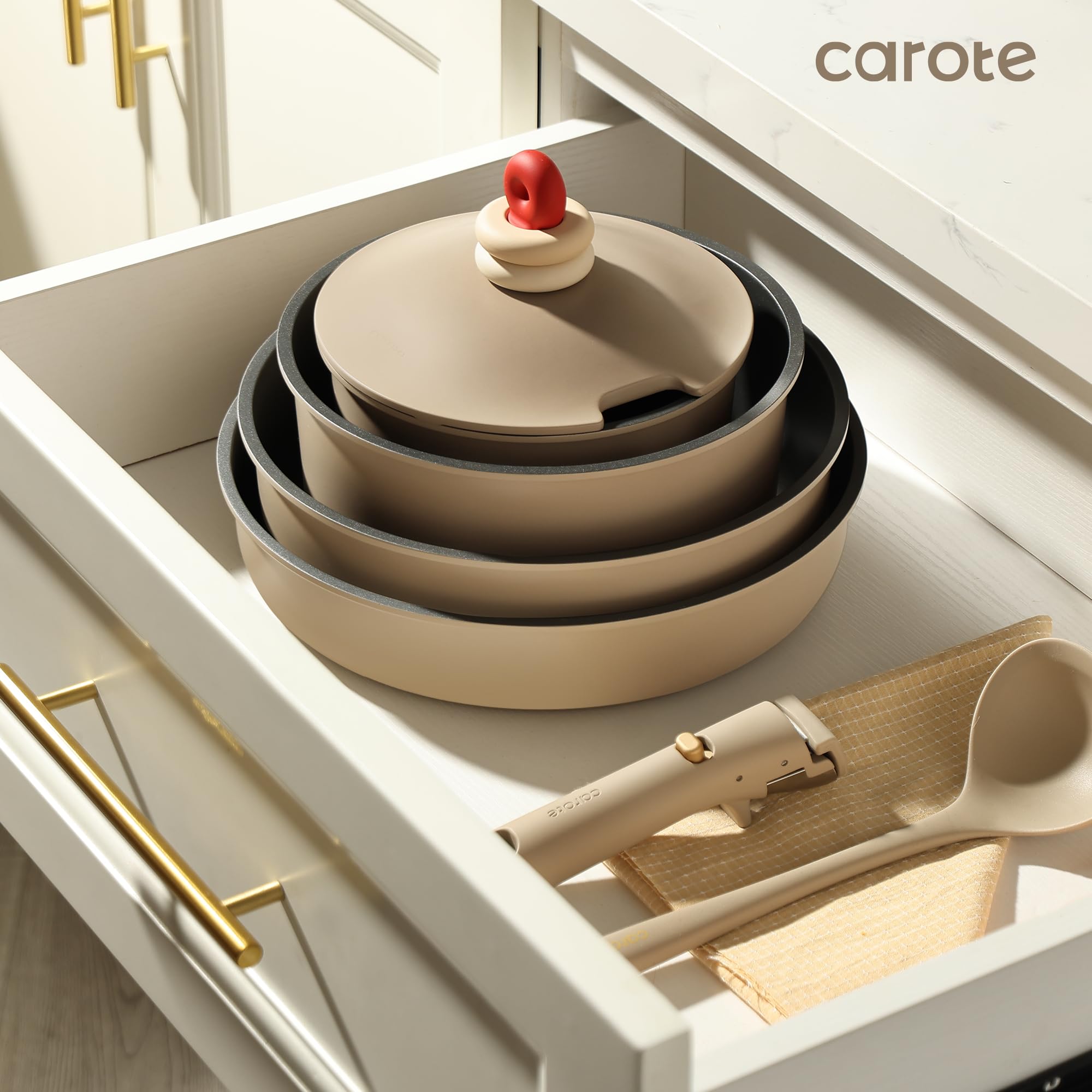 Foto 8 pulgar | Juego De Utensilios De Cocina Carote, 24 Piezas, Antiadherentes, De Inducción, Color Marrón - Venta Internacional.