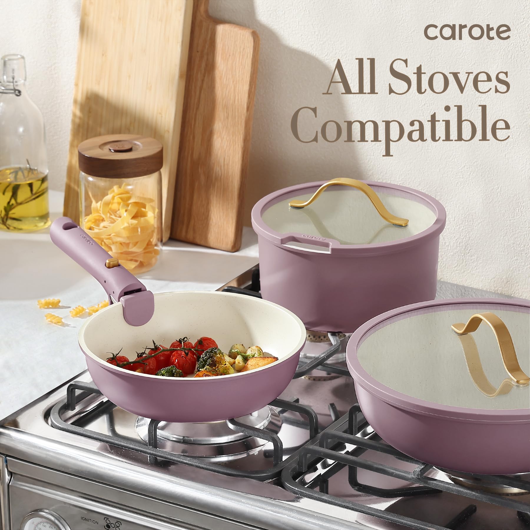 Foto 4 | Juego De Utensilios De Cocina Carote, 19 Piezas, Antiadherentes, De Inducción Con Mango, Color Dorado - Venta Inter