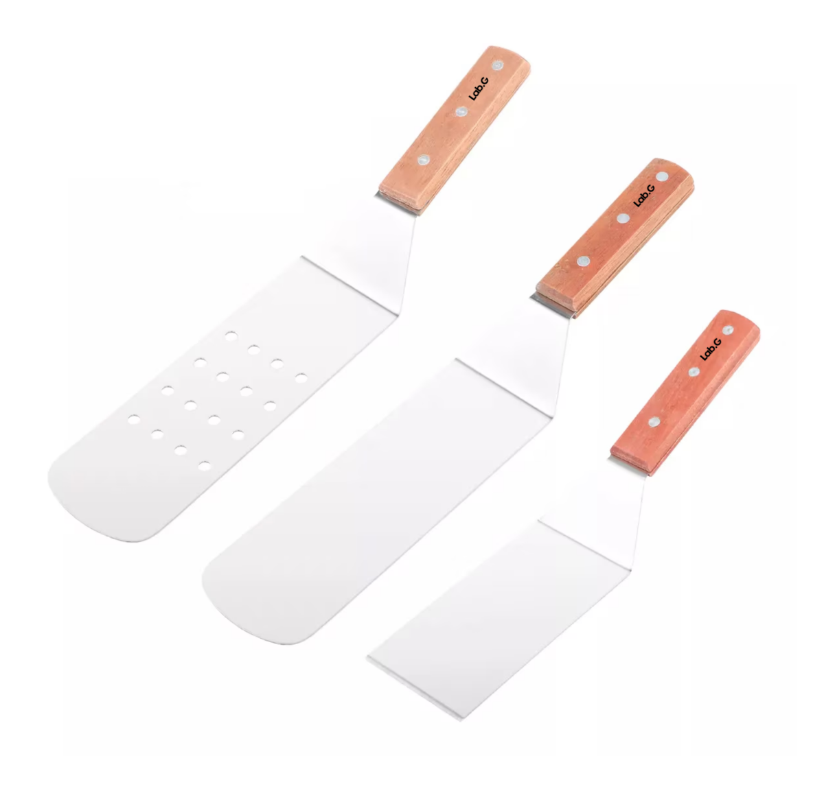 Foto 1 | 3pcs Espátula Volteadora Lab.g Cocina Plancha Acero Inoxidable Plateado Y Marrón