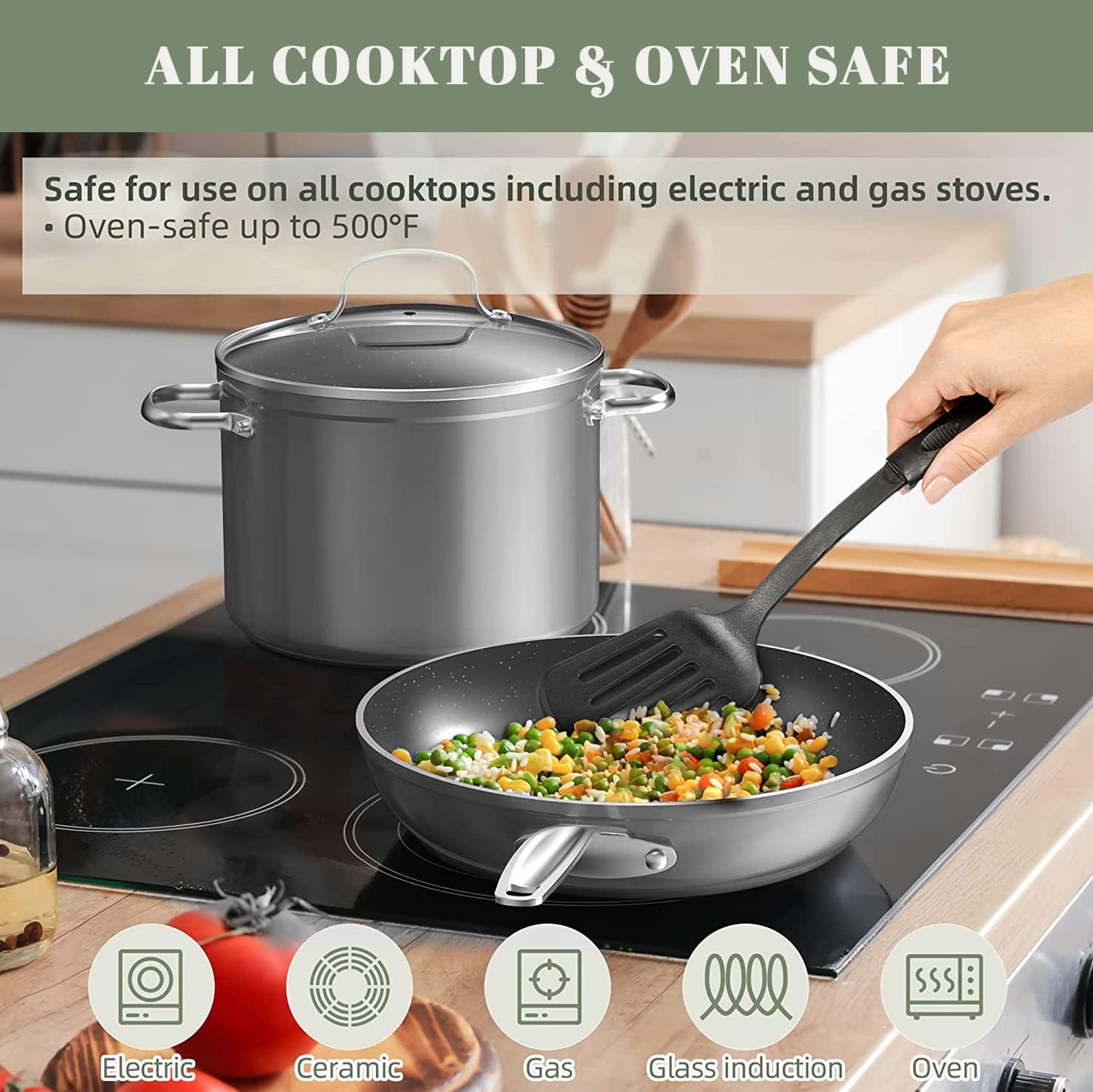 Foto 5 | Juego De Utensilios De Cocina Nuwave Healthy Duralon Blue Ceramic, 9 Piezas - Venta Internacional.