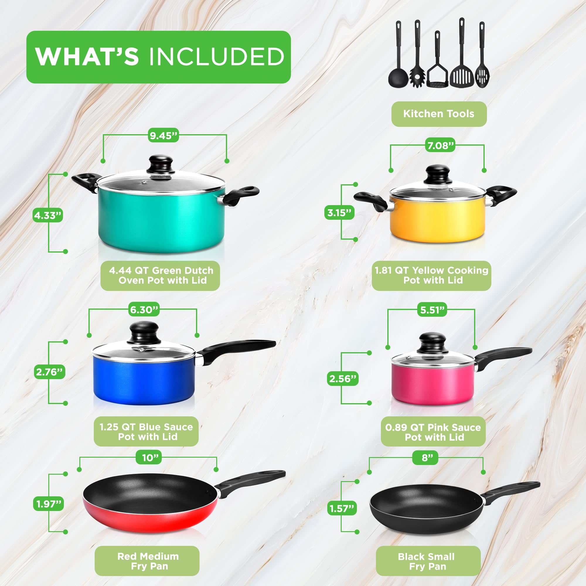 Foto 3 pulgar | Juego De Utensilios De Cocina Nutrichef De 15 Piezas Antiadherentes Sin Pfoa/pfos - Venta Internacional.