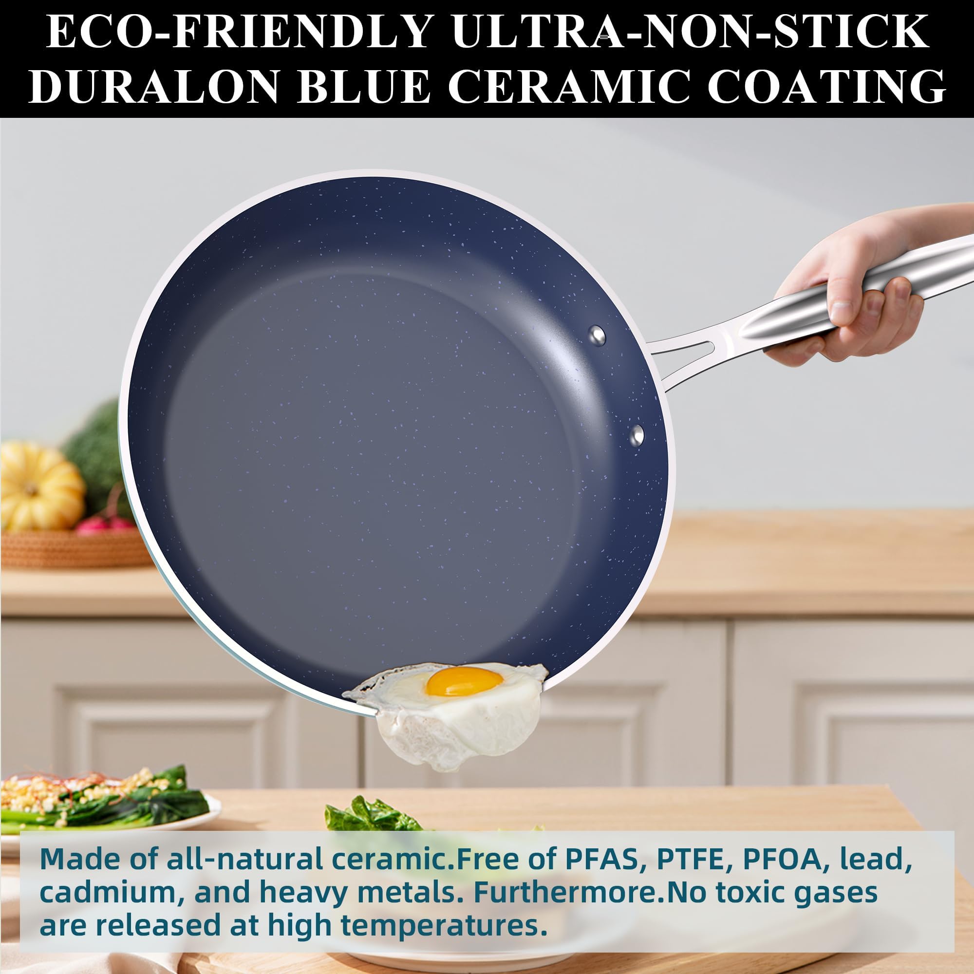 Foto 6 | Juego De Utensilios De Cocina Nuwave Healthy Duralon Blue Ceramic, 9 Piezas - Venta Internacional.