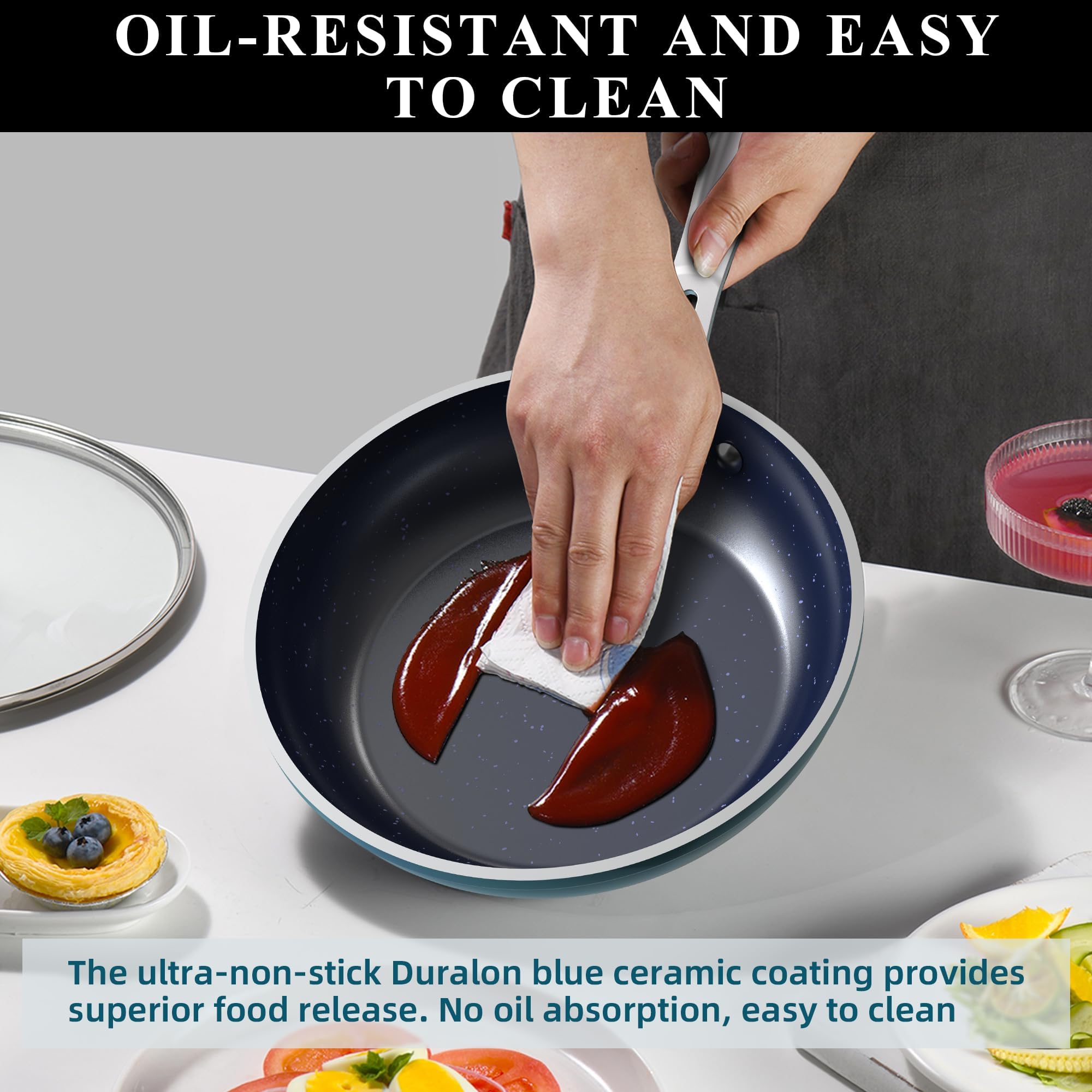 Foto 8 pulgar | Juego De Utensilios De Cocina Nuwave Healthy Duralon Blue Ceramic, 9 Piezas - Venta Internacional.