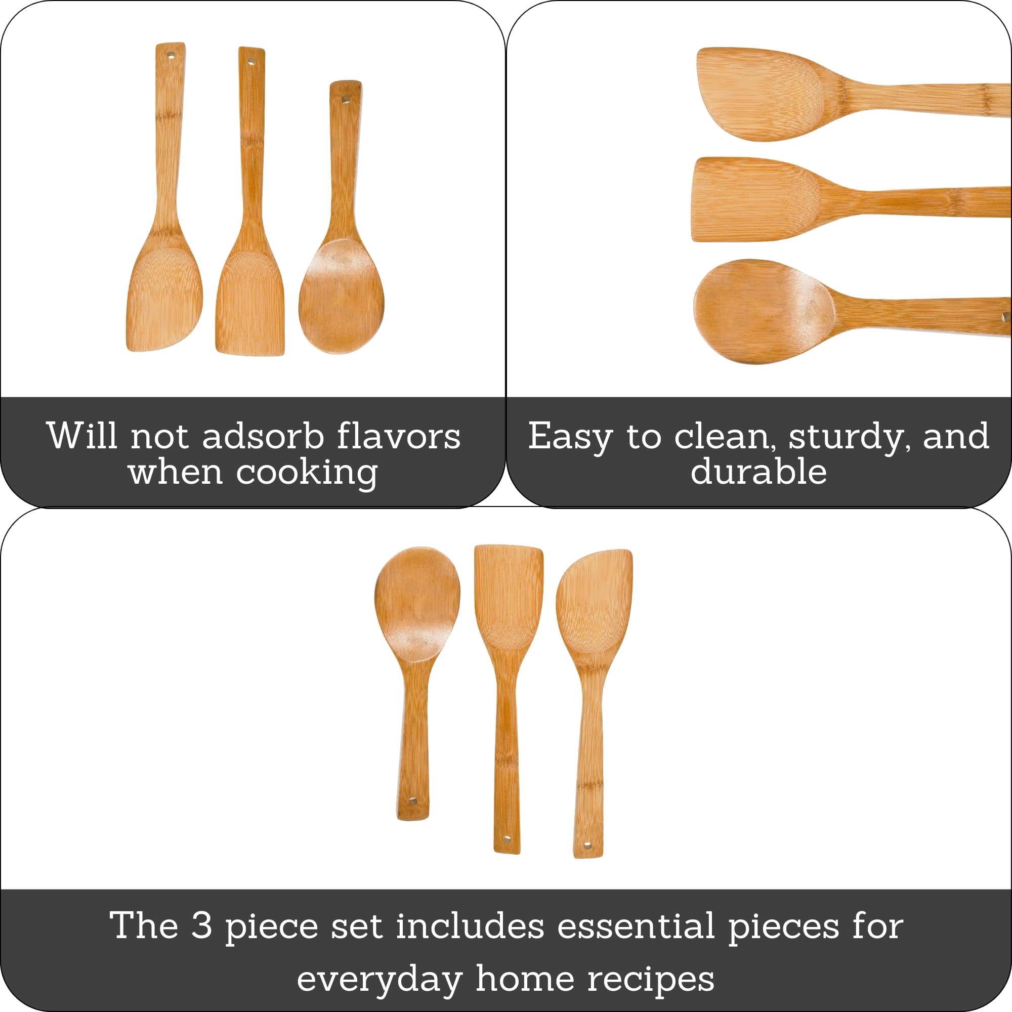 Foto 3 pulgar | Juego De Cucharas Para Utensilios De Cocina Imusa Usa, 3 Piezas, Bambú - Venta Internacional.