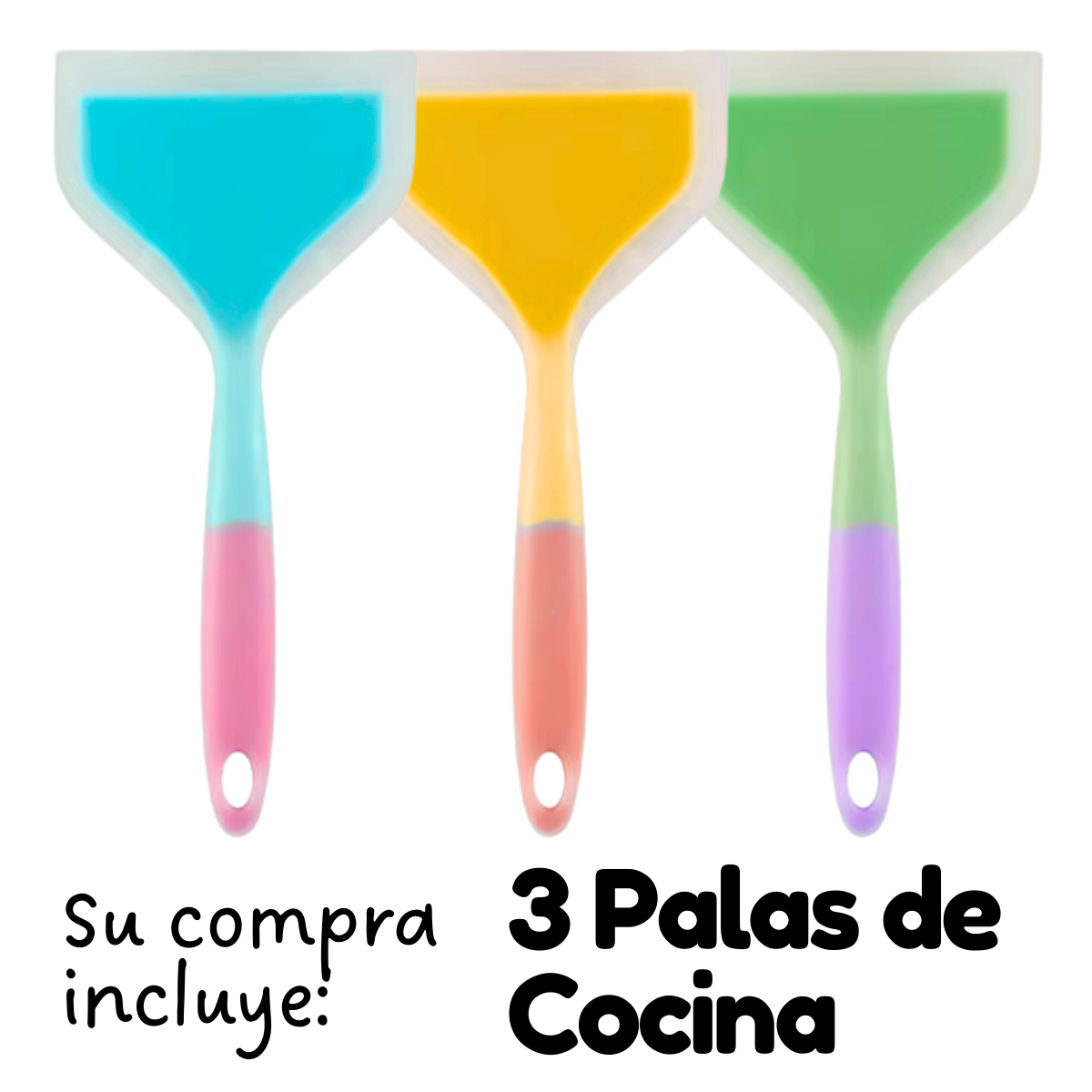 Foto 3 pulgar | Espátula Ancha de Silicón para Cocina 3 Piezas