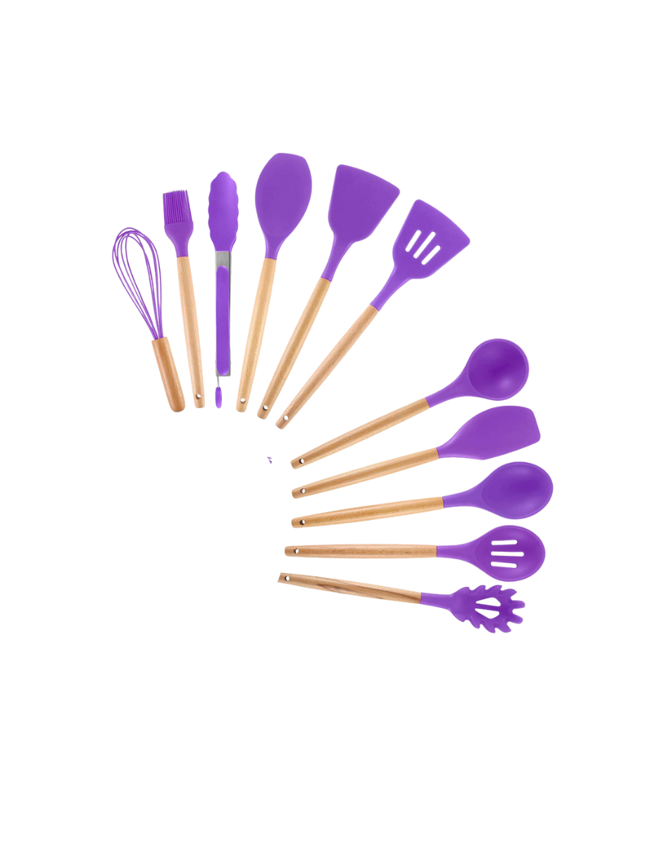 Utensilios Okaeri Silicona Madera Set Cocina