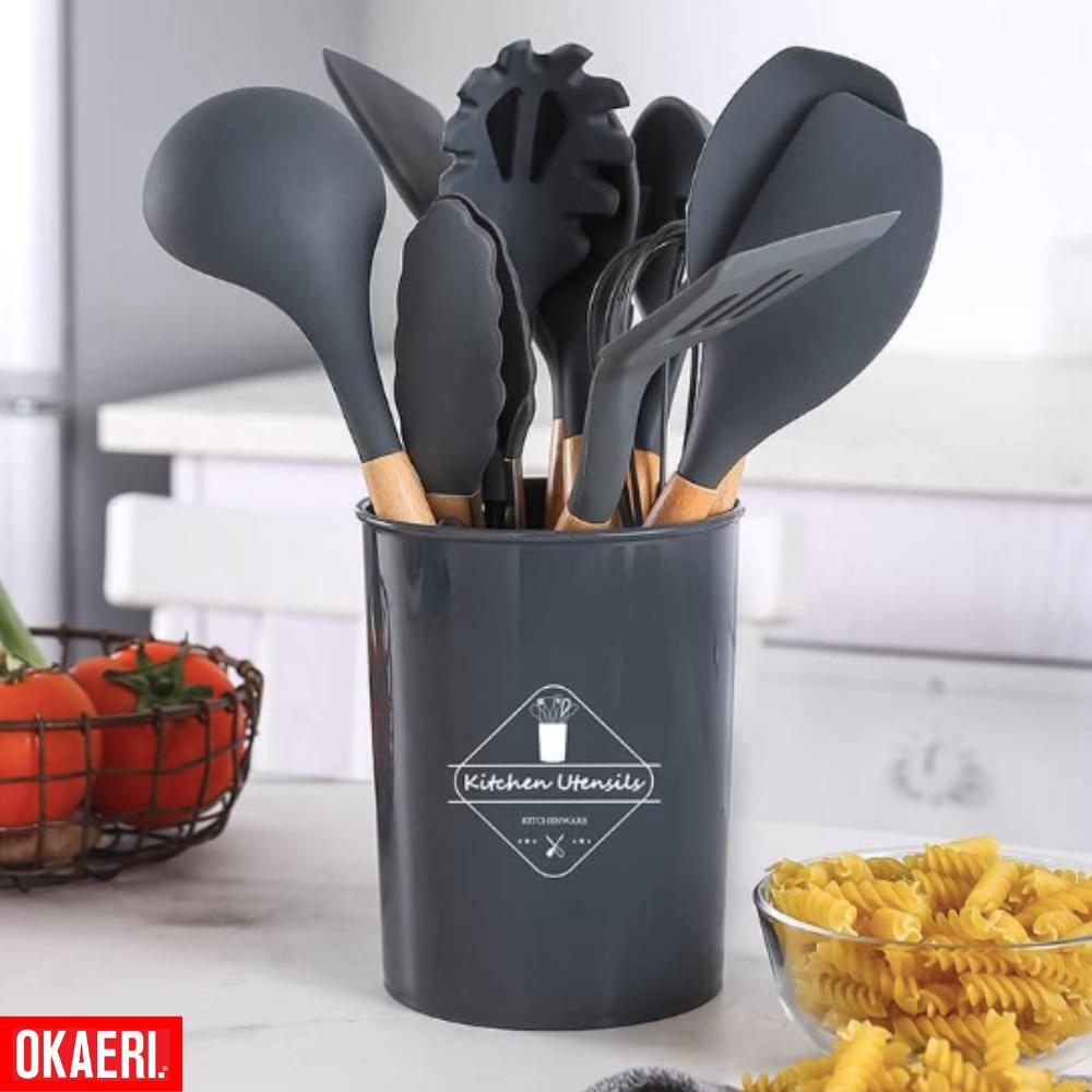 Foto 7 pulgar | Utensilios Okaeri Silicona Madera Set Cocina