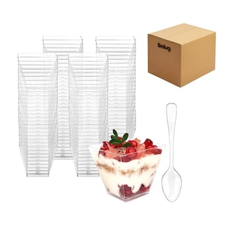 Foto 1 | Vasos De Plástico Con Cucharas Para Postres, 100 Piezas, Belug Transparente