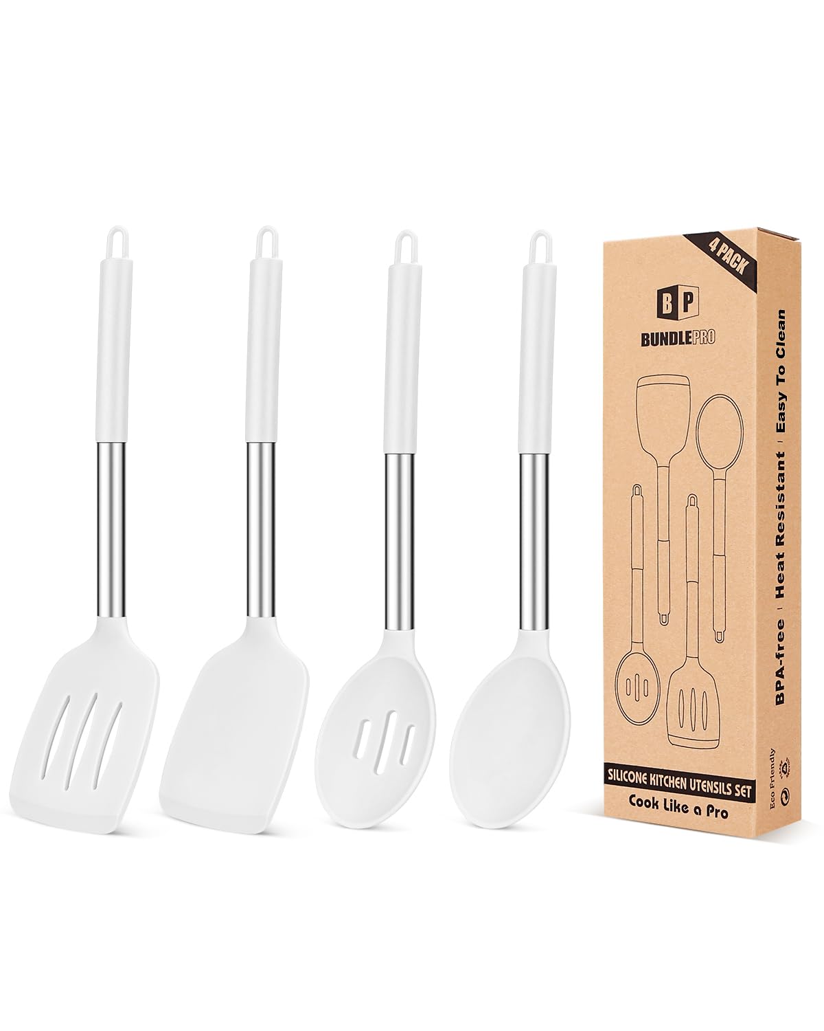 Foto 2 pulgar | Juego De Utensilios De Cocina Bundlepro, Silicona Antiadherente, 4 Piezas - Venta Internacional.