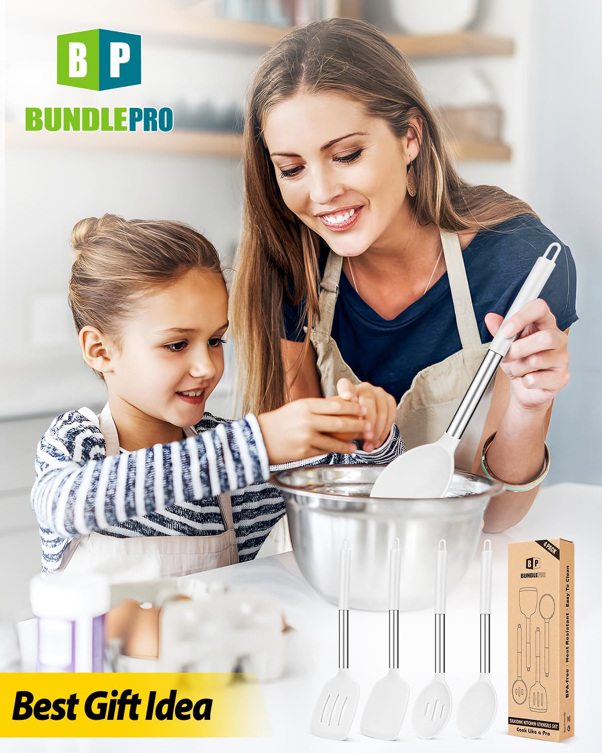 Foto 8 pulgar | Juego De Utensilios De Cocina Bundlepro, Silicona Antiadherente, 4 Piezas - Venta Internacional.
