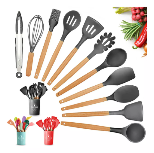 Foto 2 pulgar | Utensilios De Silicona Xtellar 12pz Espátulas Para Cocina Color Negro