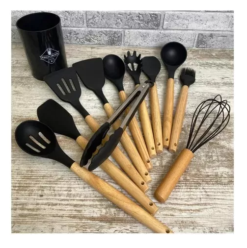 Foto 3 pulgar | Utensilios De Silicona Xtellar 12pz Espátulas Para Cocina Color Negro