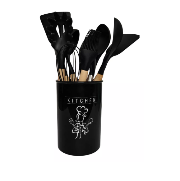 Foto 4 pulgar | Utensilios De Silicona Xtellar 12pz Espátulas Para Cocina Color Negro