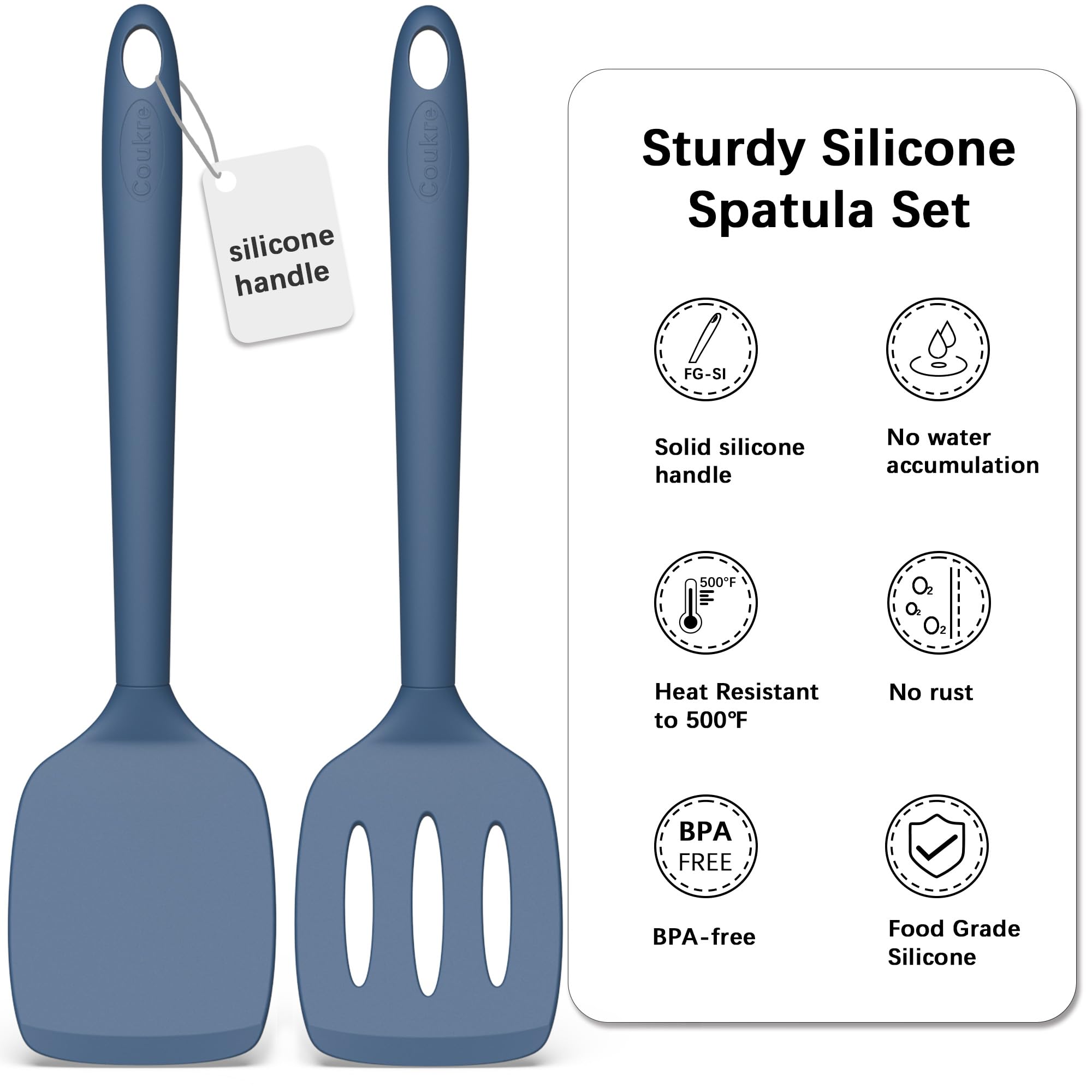 Foto 3 pulgar | Juego De Espátulas De Silicona Coukre, Altamente Resistentes Al Calor, Sin Bpa, Paquete De 2 - Venta Internacional.