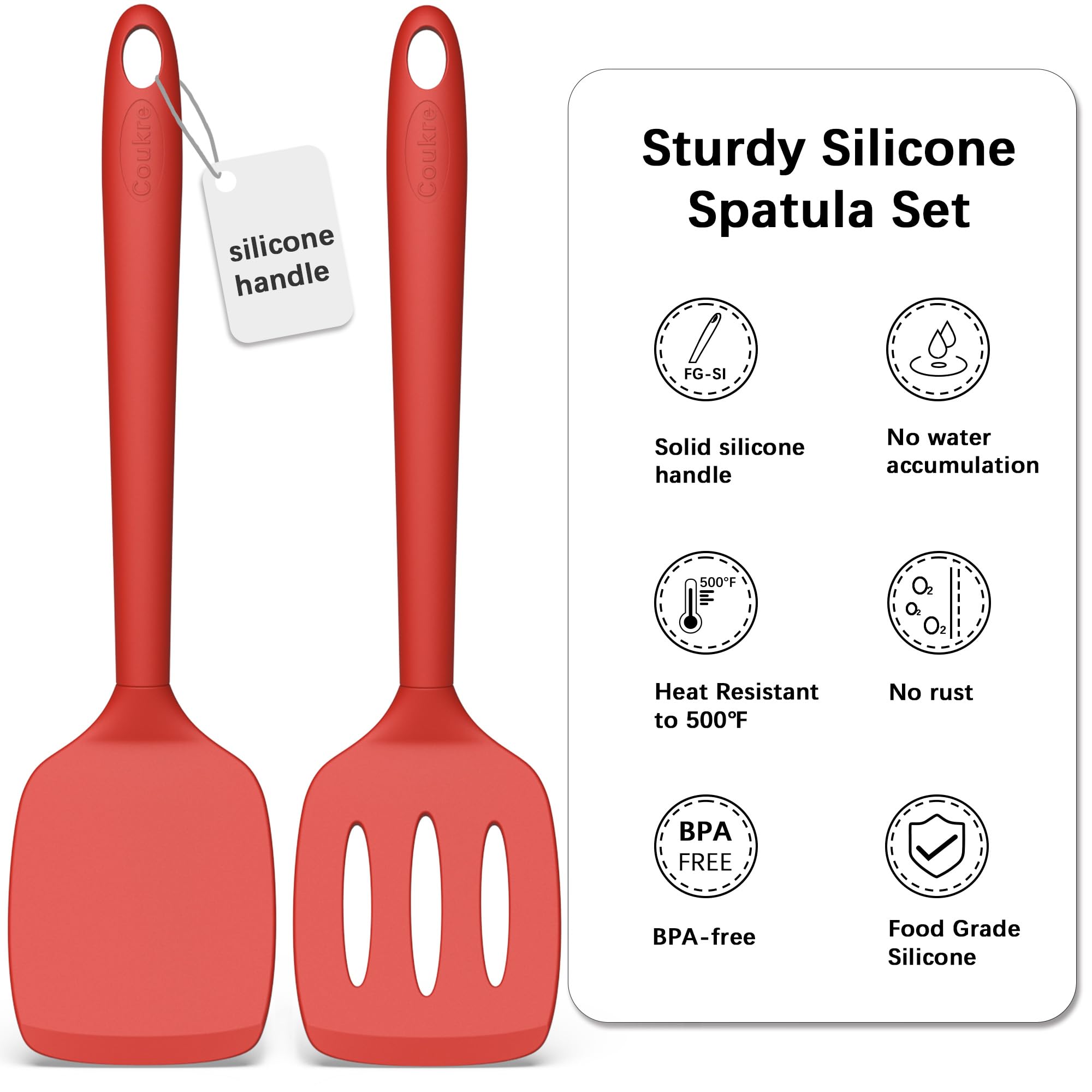 Foto 3 pulgar | Juego De Espátulas De Silicona Coukre, Altamente Resistentes Al Calor, Sin Bpa, Paquete De 2 - Venta Internacional.