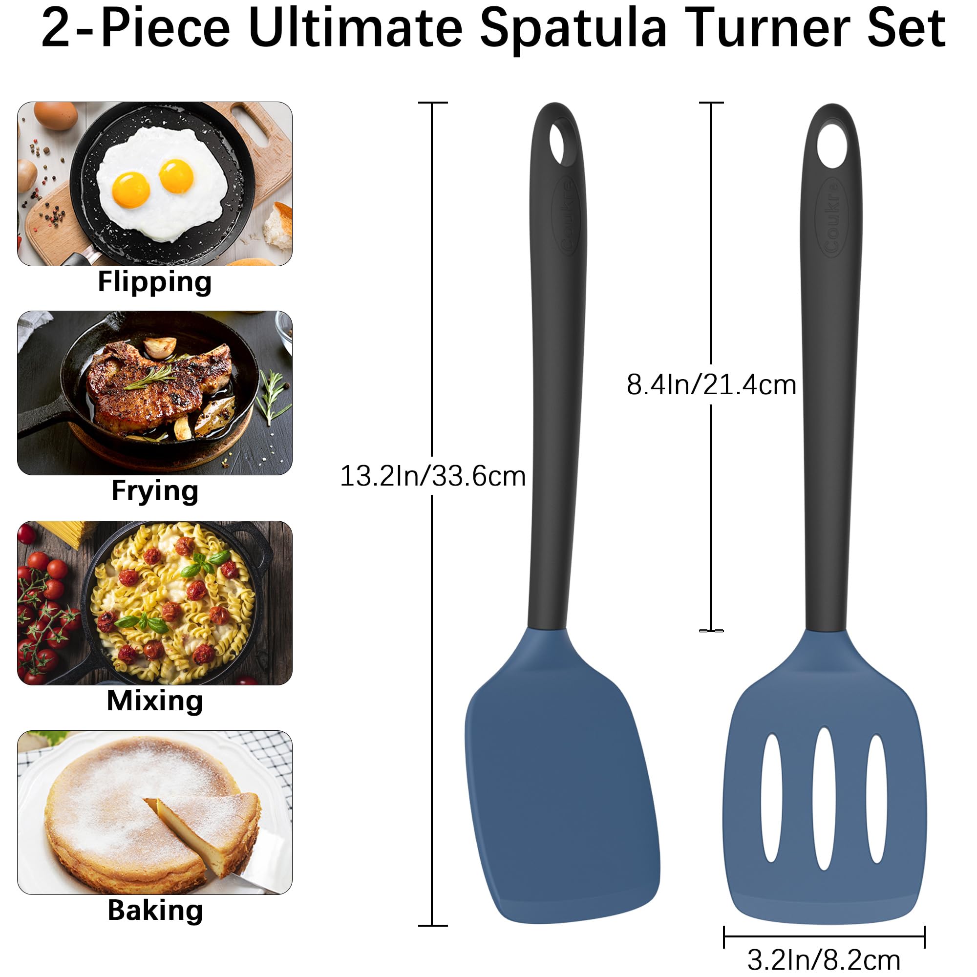 Foto 7 pulgar | Juego De Espátulas De Silicona Coukre, Altamente Resistentes Al Calor, Sin Bpa, Paquete De 2 - Venta Internacional.