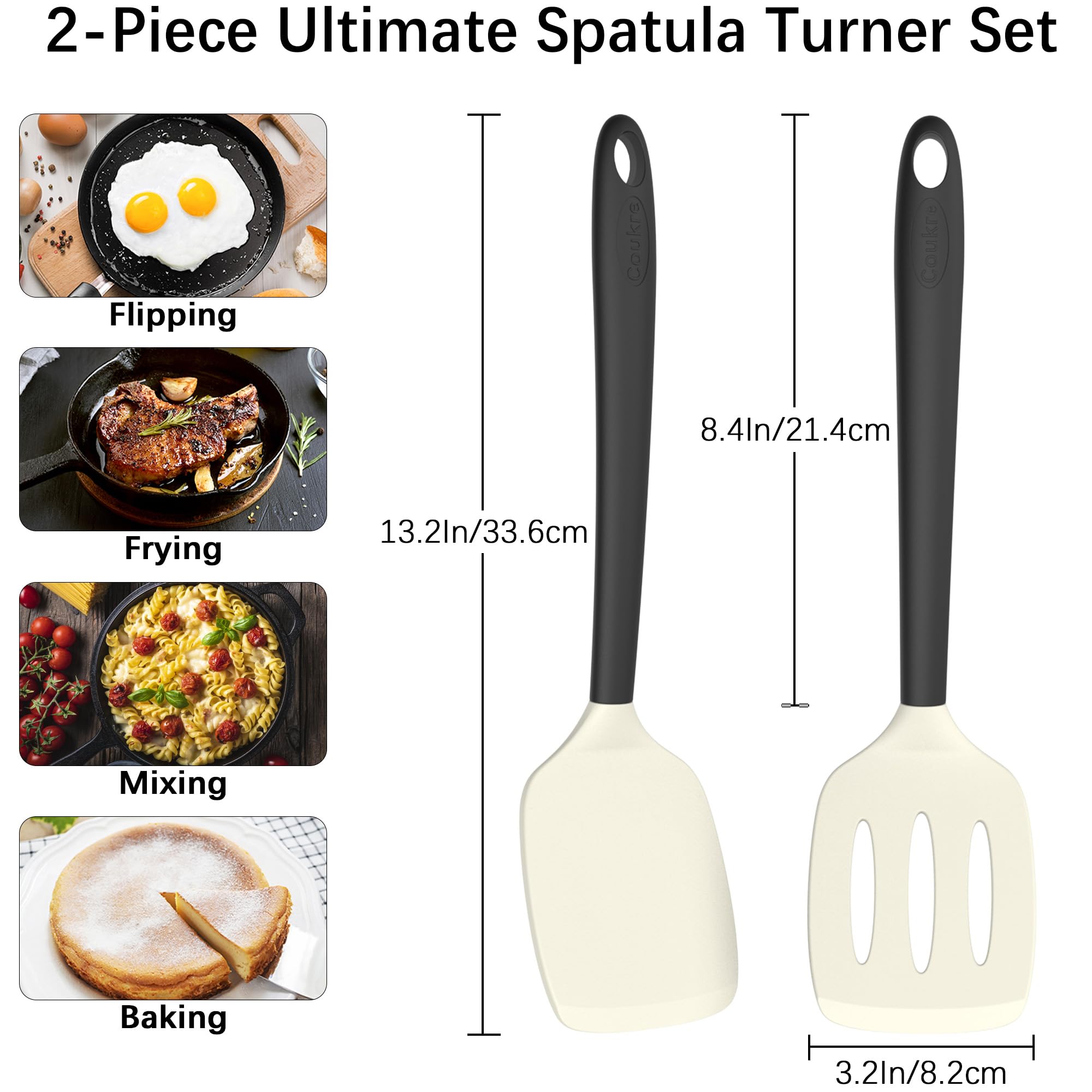 Foto 7 pulgar | Juego De Espátulas De Silicona Coukre, Altamente Resistentes Al Calor, Sin Bpa, Paquete De 2 - Venta Internacional.