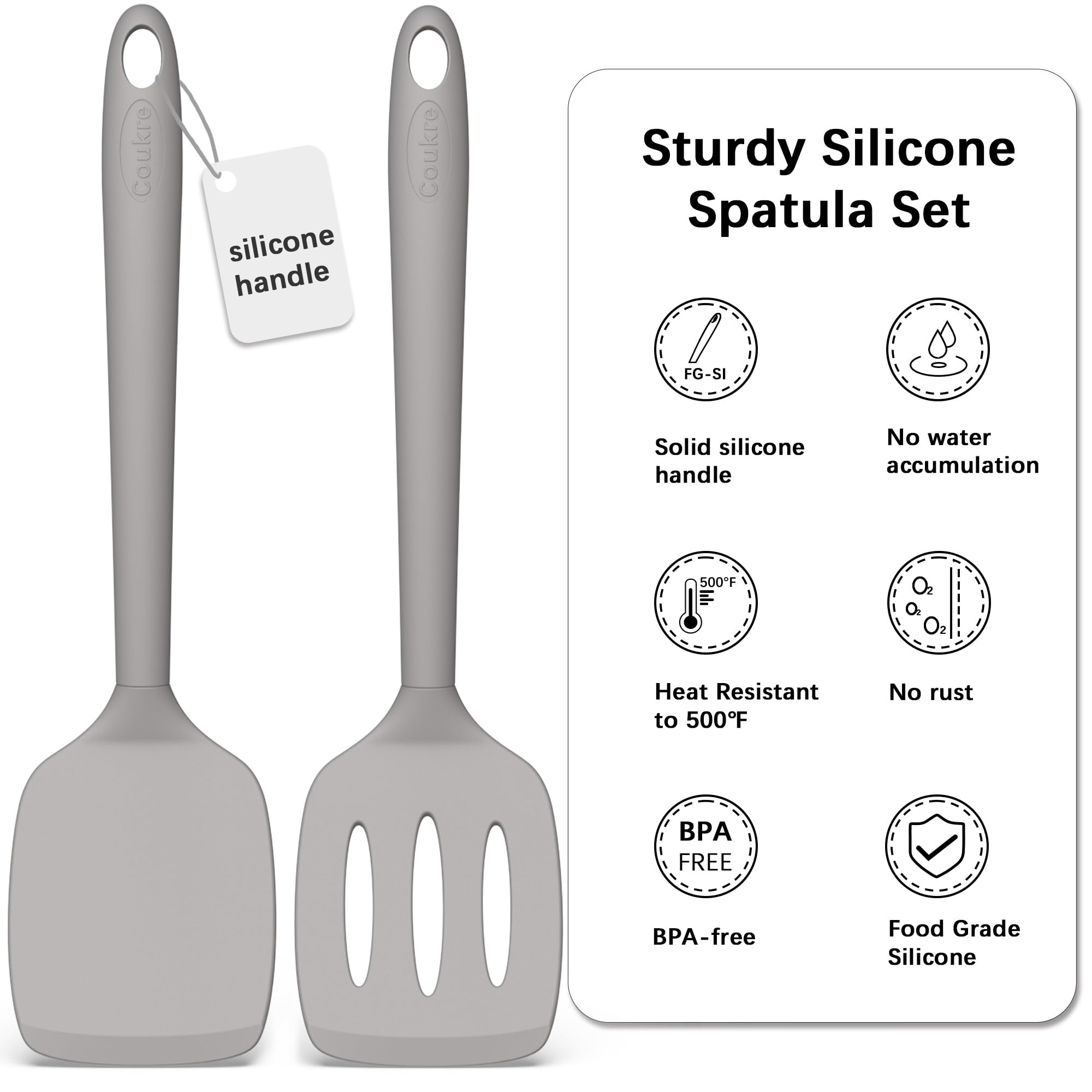 Foto 3 pulgar | Juego De Espátulas De Silicona Coukre, Altamente Resistentes Al Calor, Sin Bpa, Paquete De 2 - Venta Internacional.