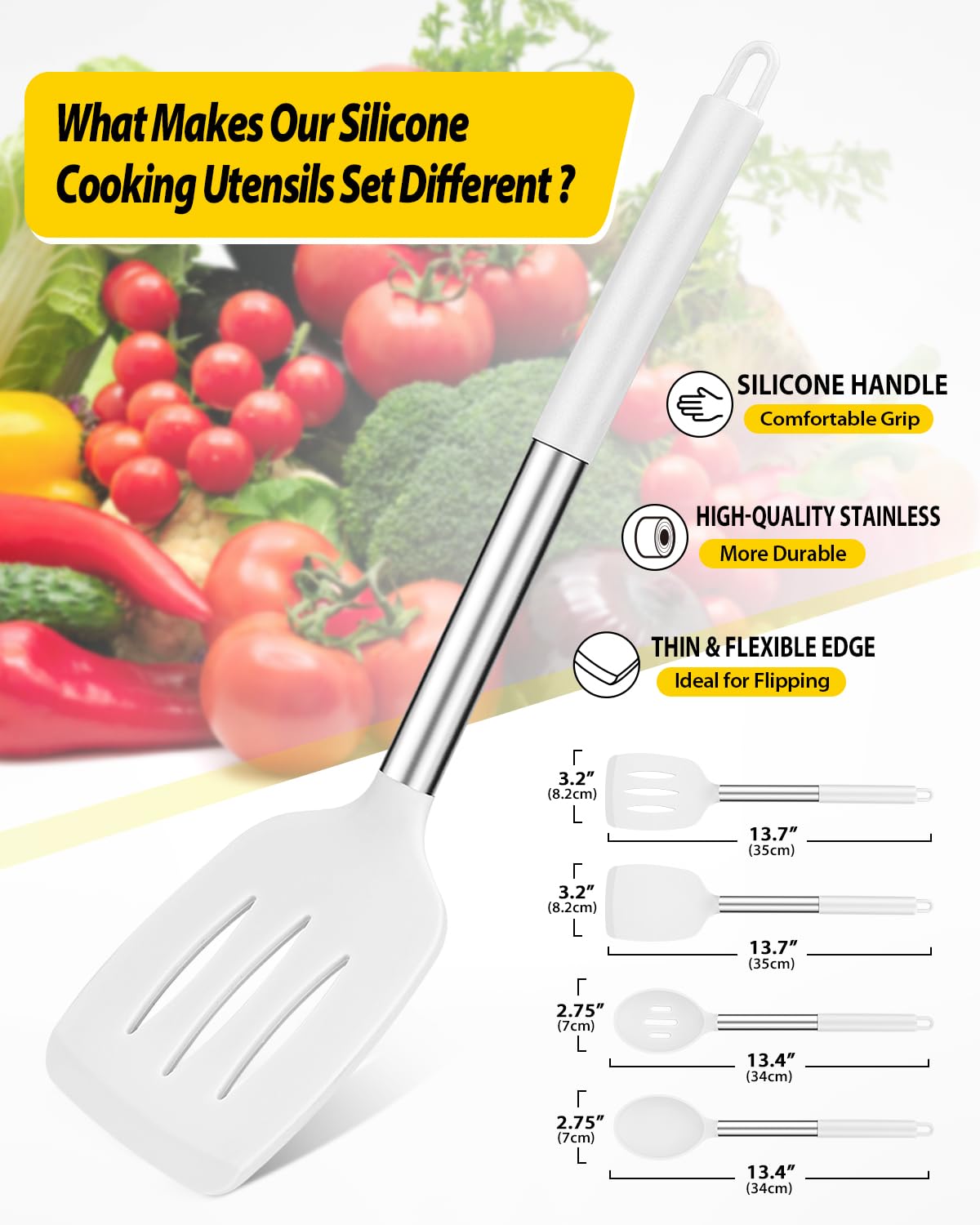 Foto 3 pulgar | Juego De Utensilios De Cocina Bundlepro, Silicona Antiadherente, 4 Piezas - Venta Internacional.