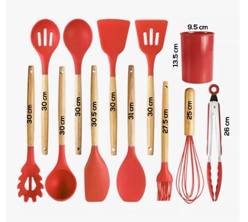 Foto 2 | Xtellar Utensilios De Cocina Para Reposteria Kit De 12 Piezas De Silicona Color Rojo