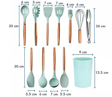 Foto 2 | Kit 12 Utensilios Xtellar Cocina Reposteria Durables Uso Profesional Color Agua