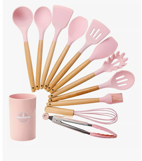 Foto 1 | Utensilios De Cocina Para Reposteria Kit De 12 Piezas De Silicona Uso Profesional Xtellar Color Rosa