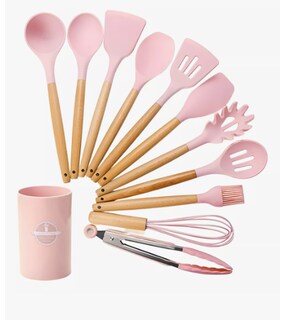 Foto 1 | Utensilios De Cocina Para Reposteria Kit De 12 Piezas De Silicona Uso Profesional Xtellar Color Rosa