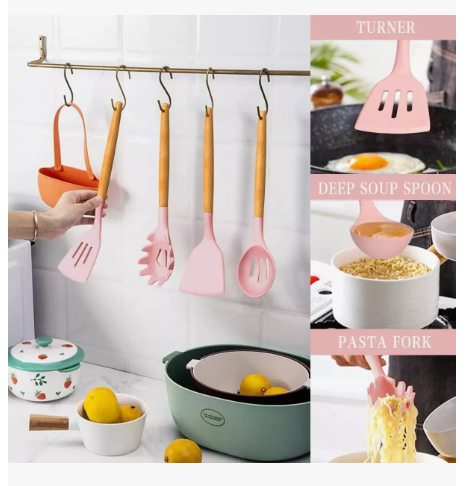 Foto 2 | Utensilios De Cocina Para Reposteria Kit De 12 Piezas De Silicona Uso Profesional Xtellar Color Rosa