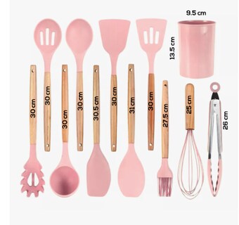 Foto 3 | Utensilios De Cocina Para Reposteria Kit De 12 Piezas De Silicona Uso Profesional Xtellar Color Rosa