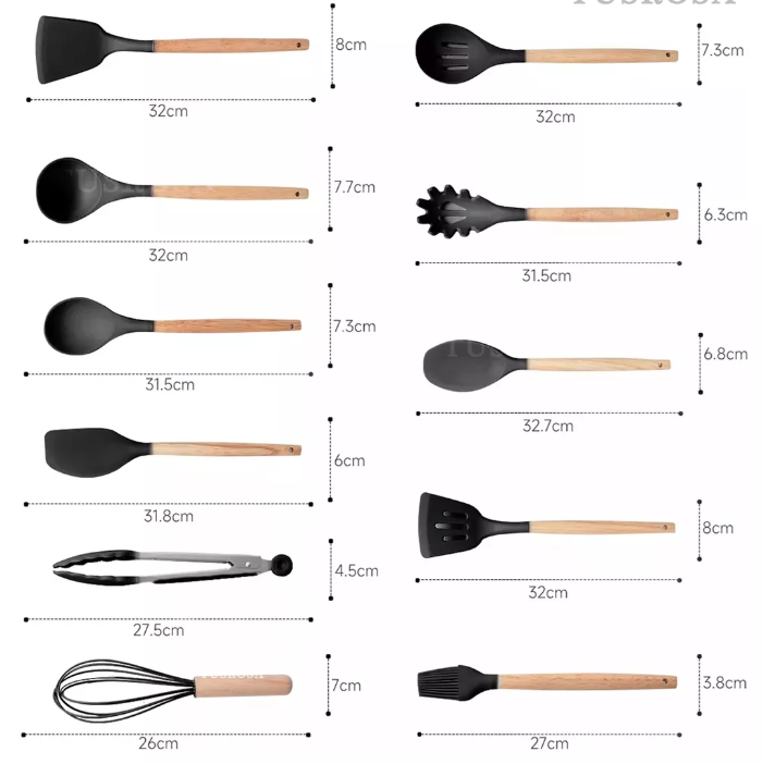 Foto 4 | Juego De Utensilios Cocina De Silicona & Cuchillos 19 Piezasxtellar Modelo Negro