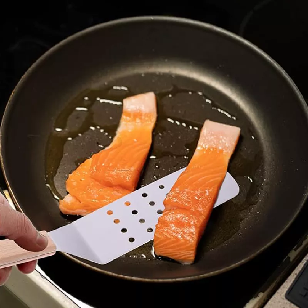 Foto 4 | 5pcs Espatula Volteadora Lab.g Cocina Plancha Acero Inoxidable Plata Marron Medio