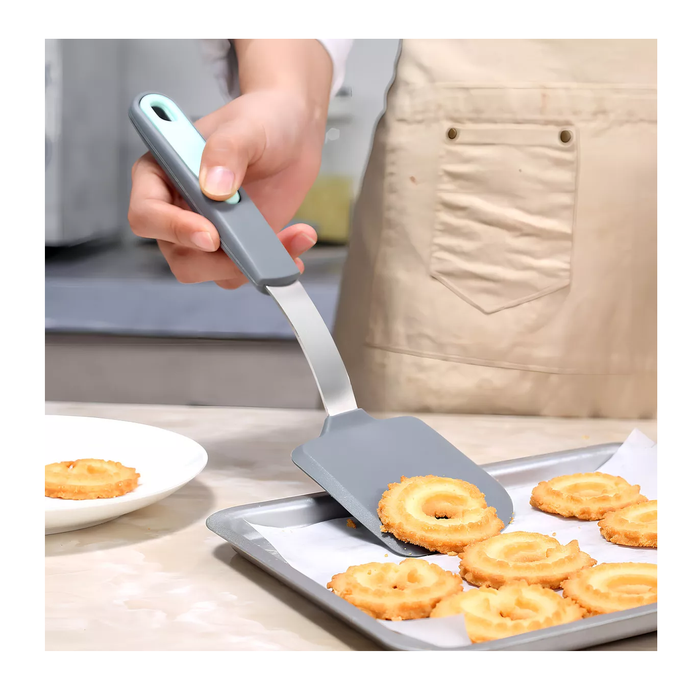 Foto 4 | 3 Espátulas De Cocina Resistentes Al Calor Para Utensilios Gris Claro