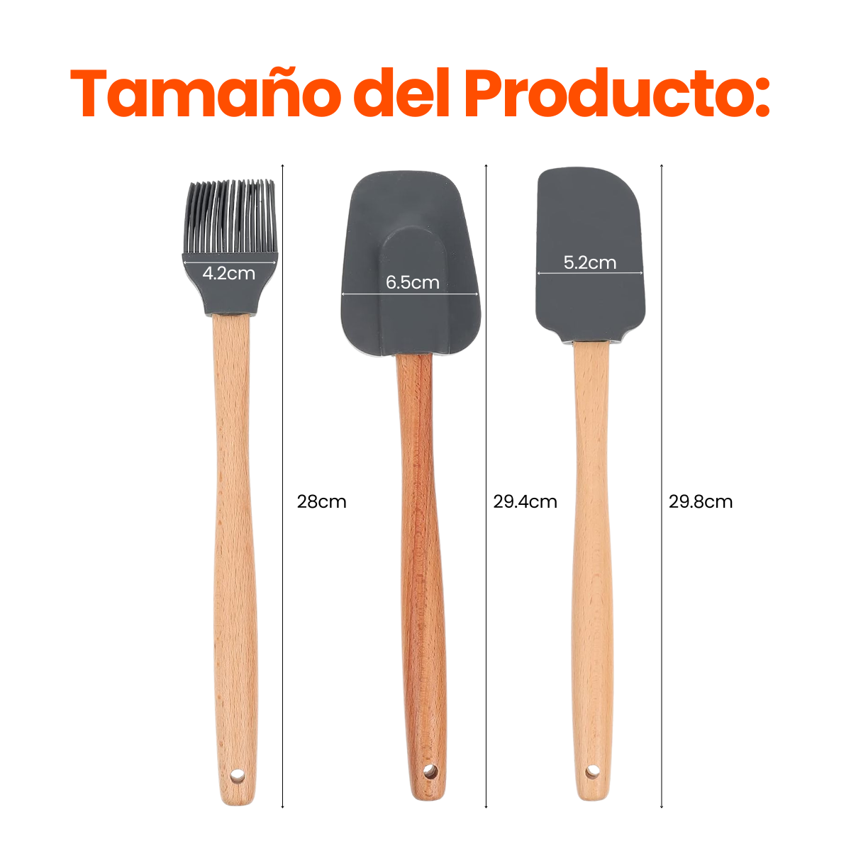 Foto 4 pulgar | Trio Espatulas Miserables Palas De Cocina Silicona Y Madera