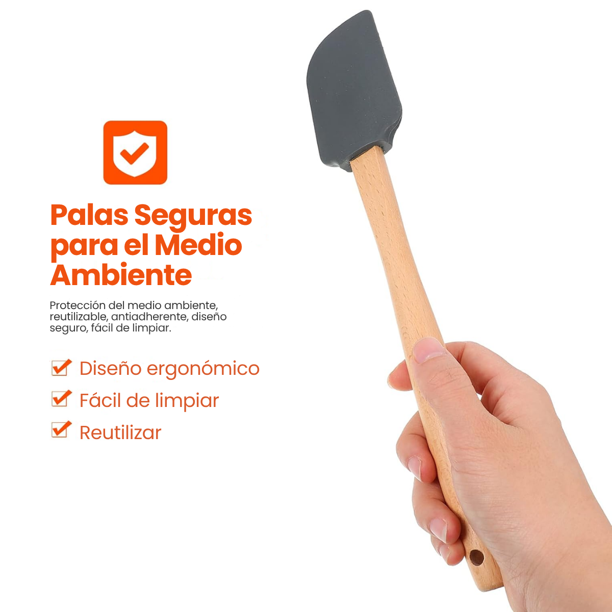 Foto 5 pulgar | Trio Espatulas Miserables Palas De Cocina Silicona Y Madera