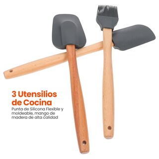 Foto 5 | Trio Espatulas Miserables Palas De Cocina Silicona Y Madera
