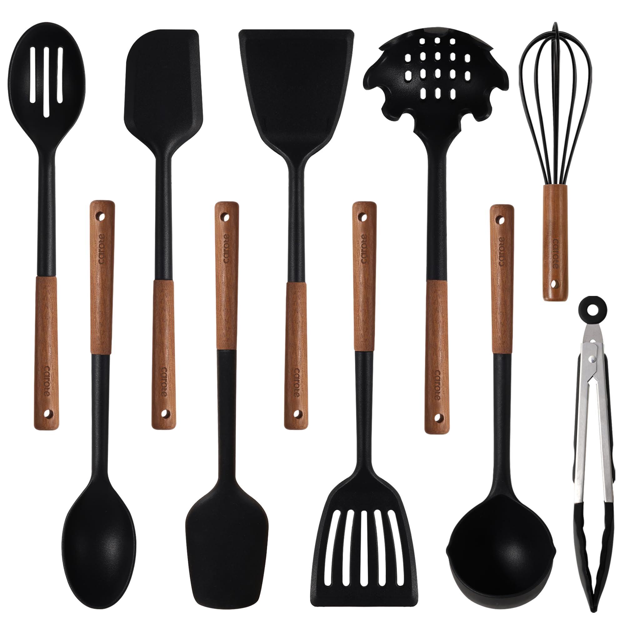 Foto 2 pulgar | Juego De Utensilios De Cocina Carote De Silicona Con Mango De Nogal, 10 Unidades - Venta Internacional.