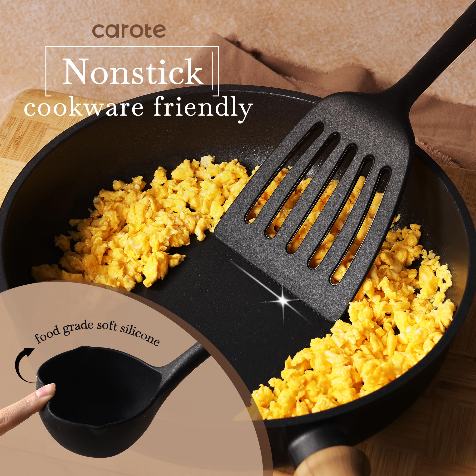 Foto 5 pulgar | Juego De Utensilios De Cocina Carote De Silicona Con Mango De Nogal, 10 Unidades - Venta Internacional.