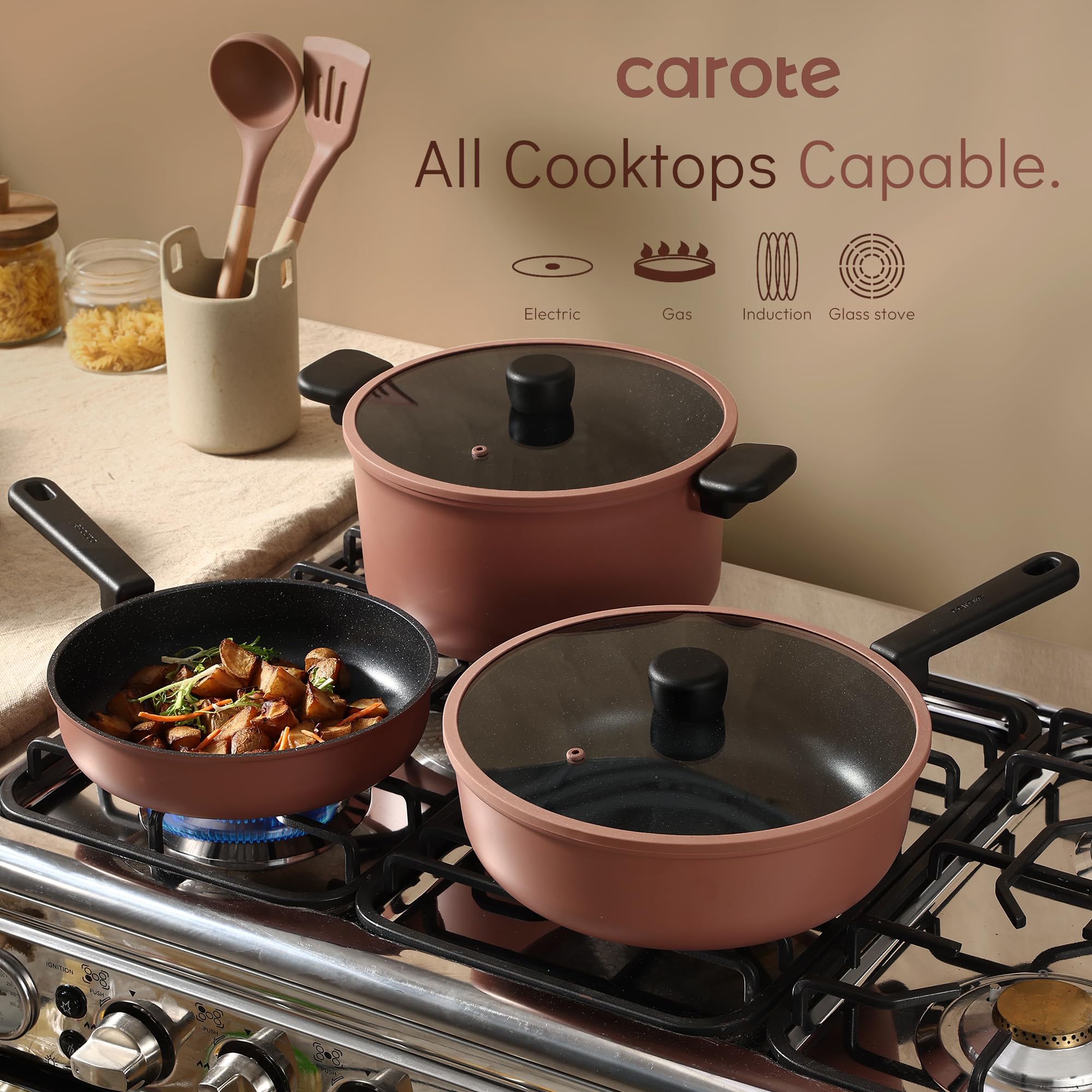 Foto 6 | Juego De Utensilios De Cocina Carote Antiadherentes De 14 Piezas Con Herramientas De Silicona - Venta Internacional.