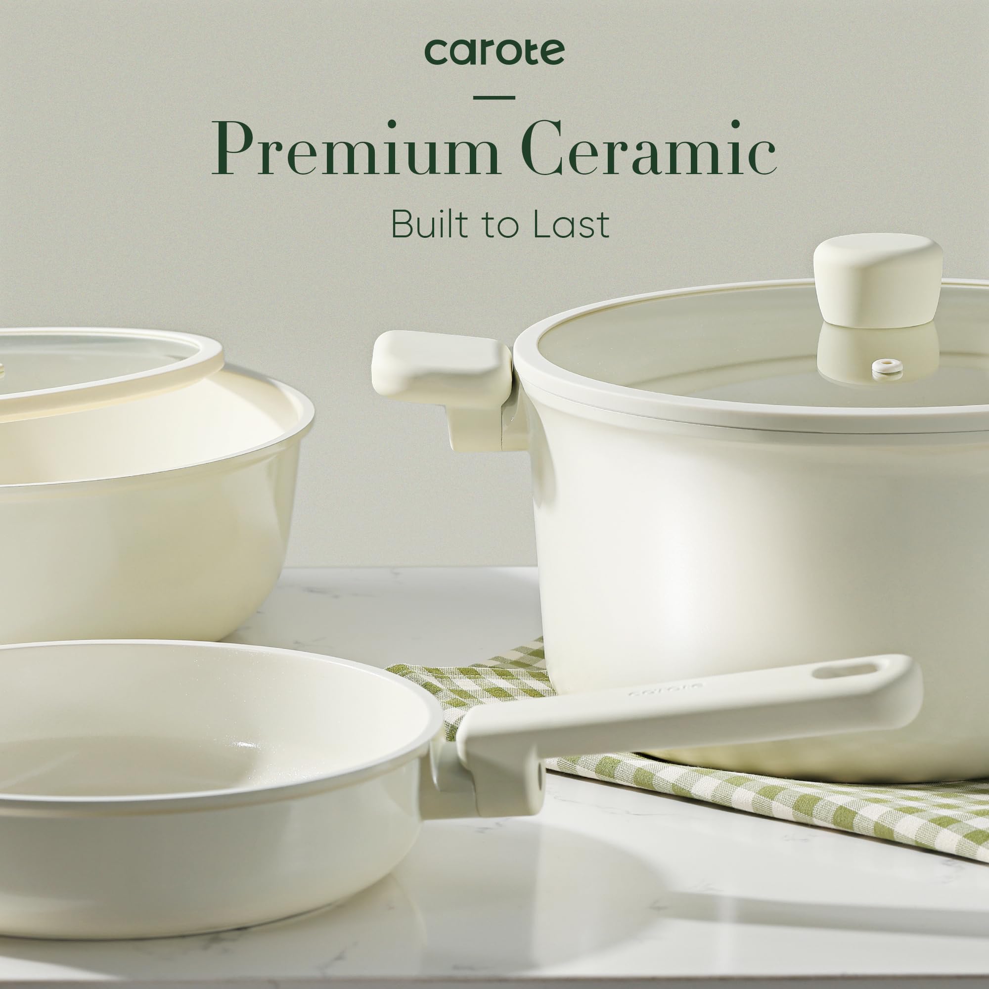 Foto 4 | Juego De Utensilios De Cocina Carote, Cerámica, Antiadherente, 16 Piezas, Color Blanco Crema - Venta Internacional.