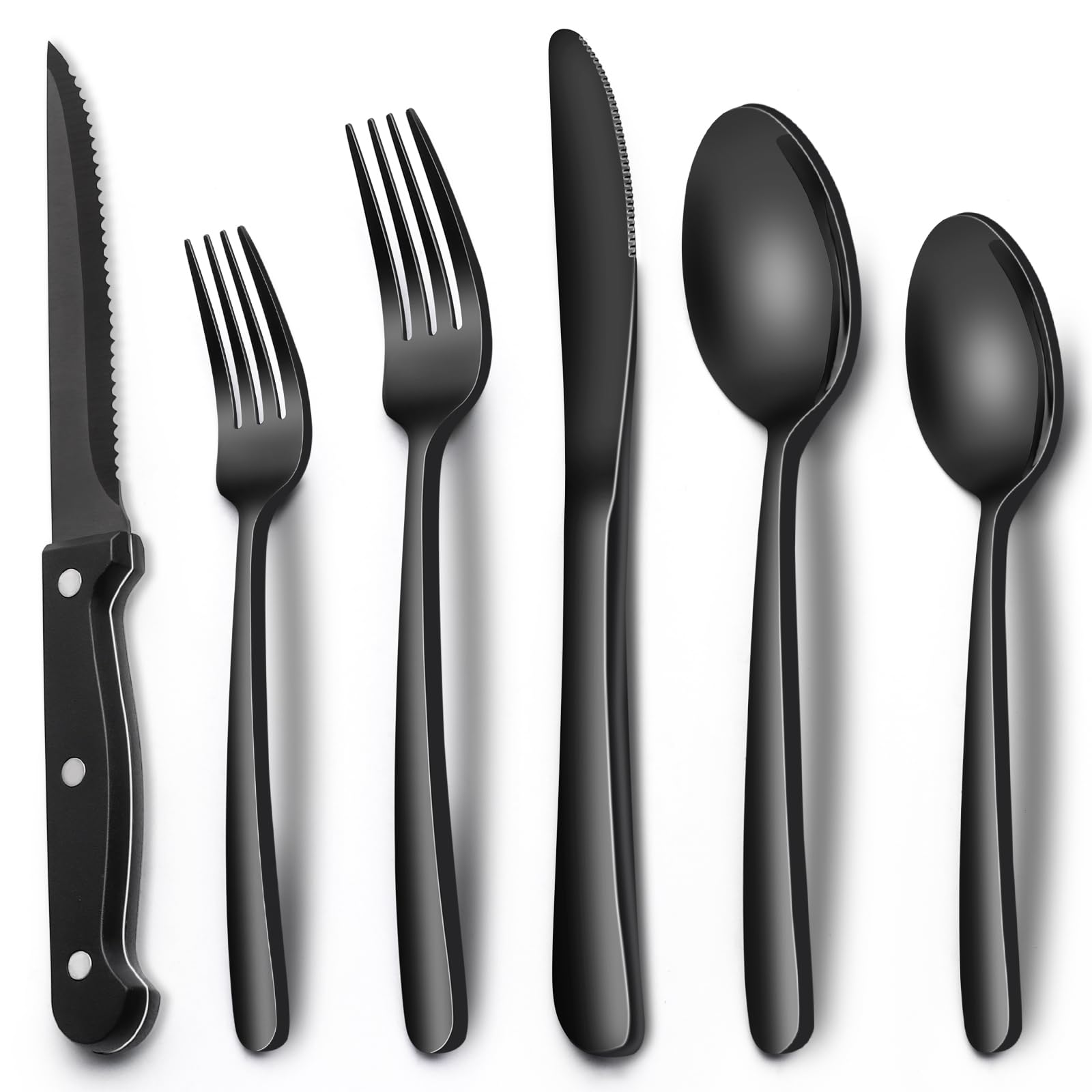 Foto 1 | Juego De Cubiertos Ewfen De Acero Inoxidable Negro De 24 Piezas Para 4 - Venta Internacional.
